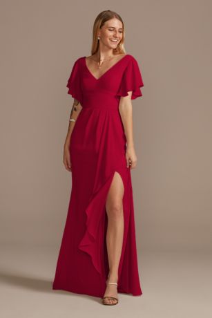 Flutter Sleeve Bridesmaid Dress with ...